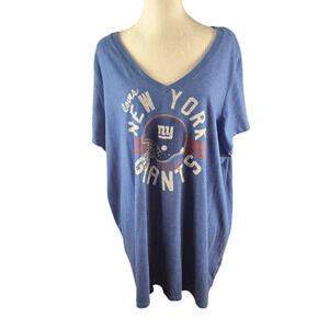 NFL Team New York Giants Women's Short Sleeve V-Neck Blue T-Shirt Size: 4X
